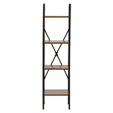 Etajera cu 4 rafturi , metal si MDF, maro-negru, 150x38x31 cm